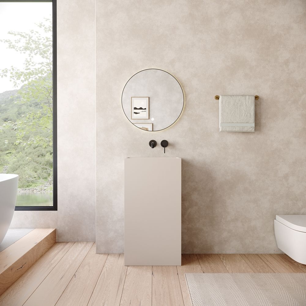 KT-6533 Open-Style Layered Storage Solid Surface Pedestal Basin