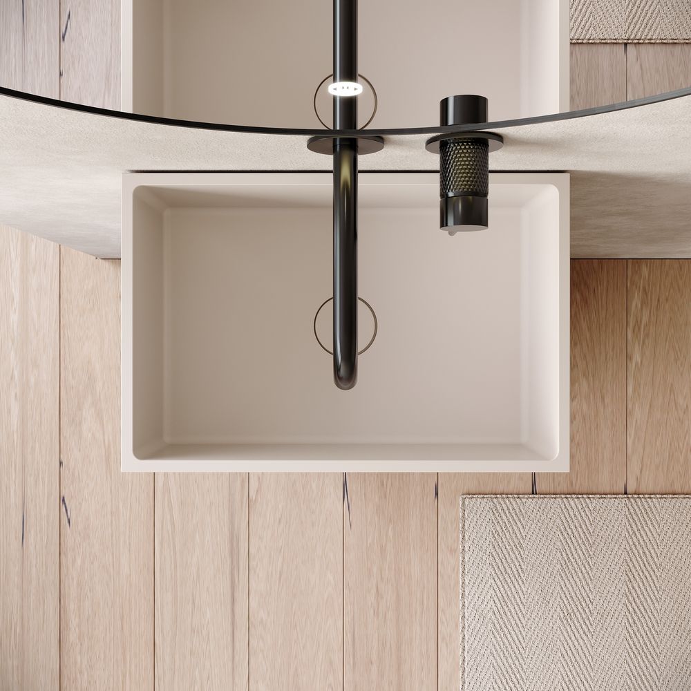 KT-6533 Open-Style Layered Storage Solid Surface Pedestal Basin