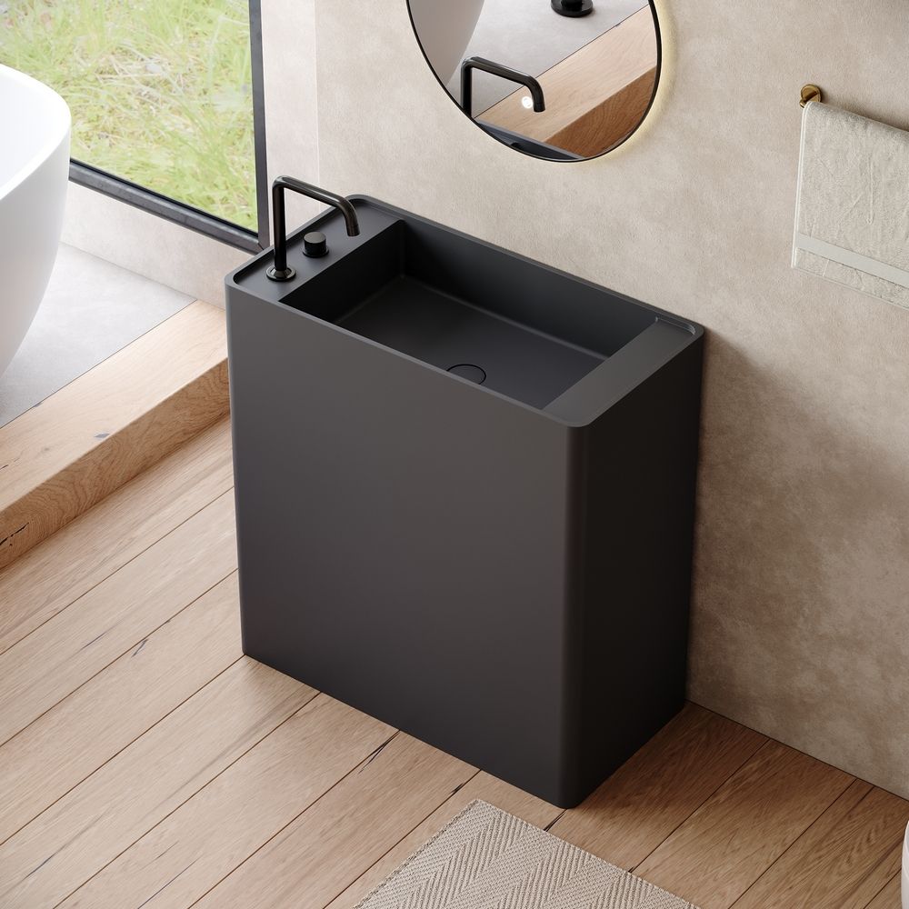 KT-6534 Minimalist One-Piece Solid Surface Pedestal Basin