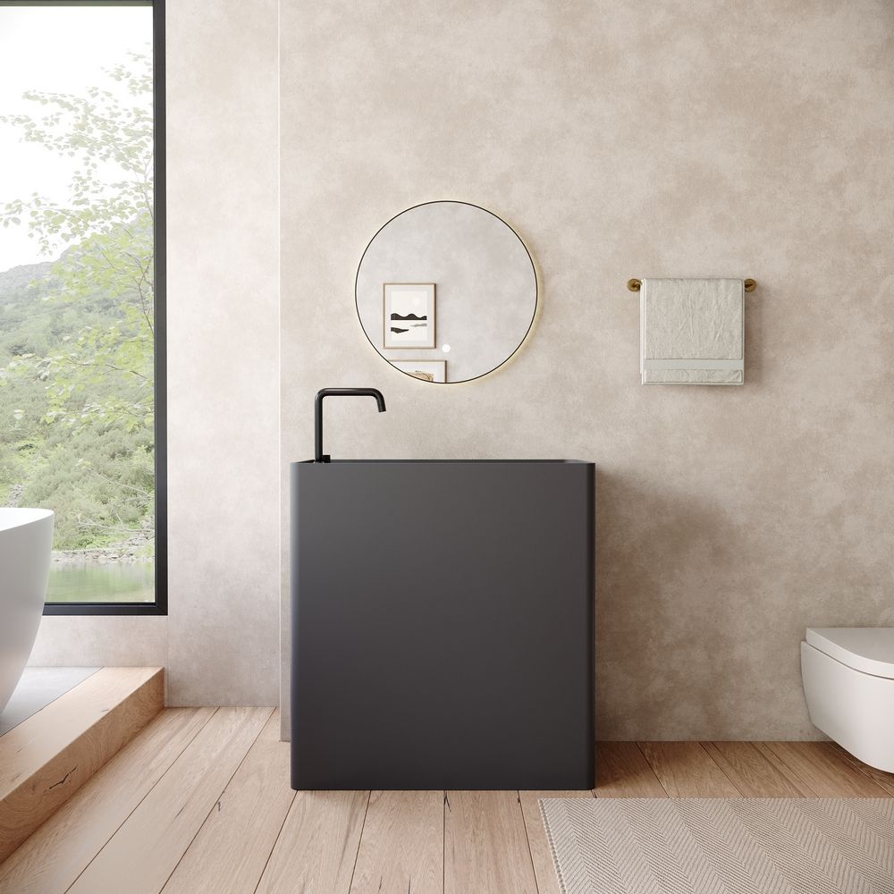 KT-6534 Minimalist One-Piece Solid Surface Pedestal Basin