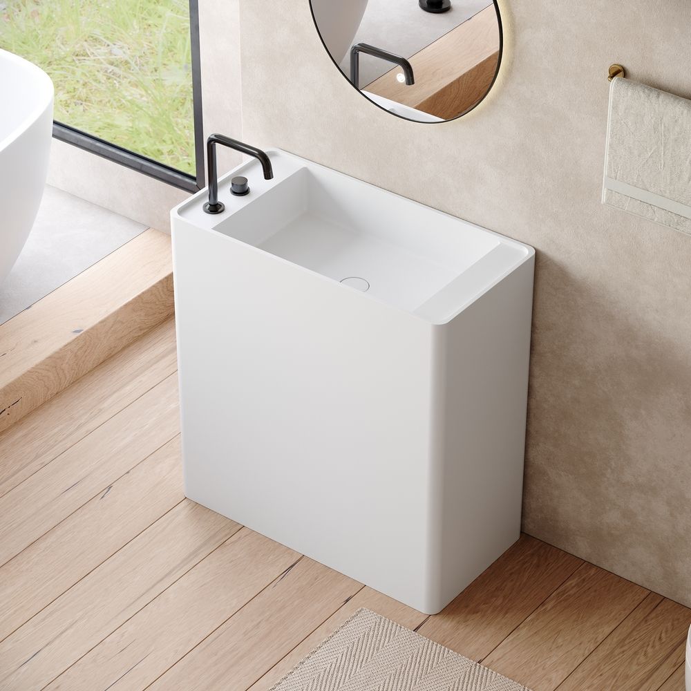 KT-6534 Minimalist One-Piece Solid Surface Pedestal Basin