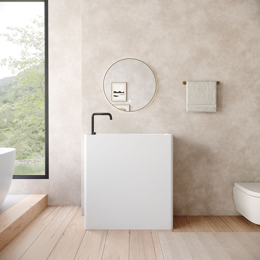 KT-6534 Minimalist One-Piece Solid Surface Pedestal Basin