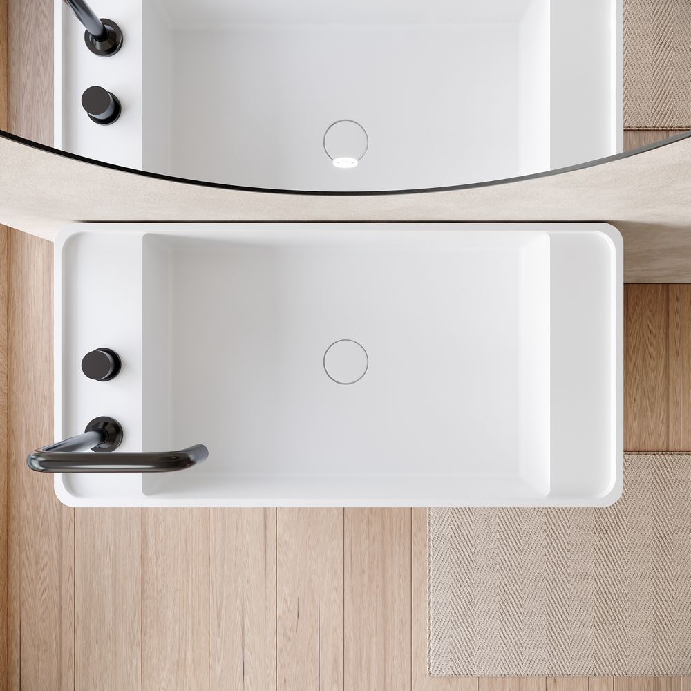 KT-6534 Minimalist One-Piece Solid Surface Pedestal Basin