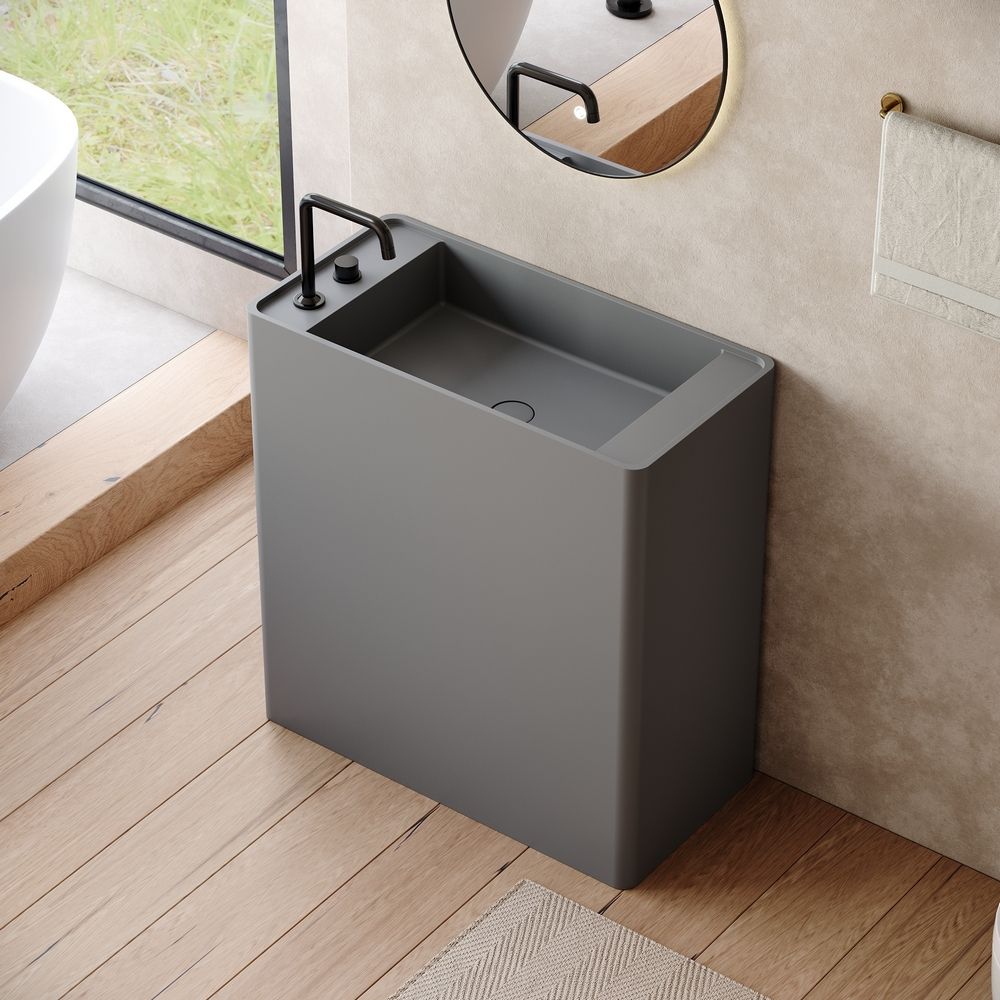 KT-6534 Minimalist One-Piece Solid Surface Pedestal Basin