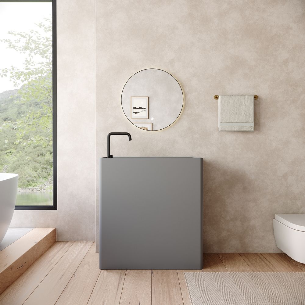 KT-6534 Minimalist One-Piece Solid Surface Pedestal Basin