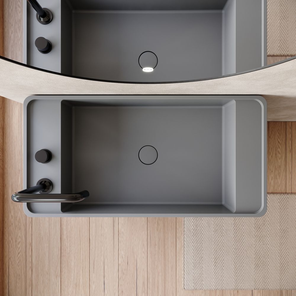 KT-6534 Minimalist One-Piece Solid Surface Pedestal Basin