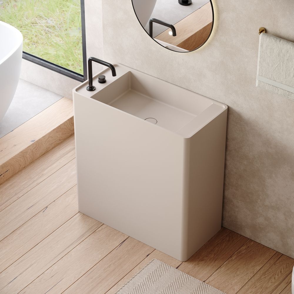 KT-6534 Minimalist One-Piece Solid Surface Pedestal Basin