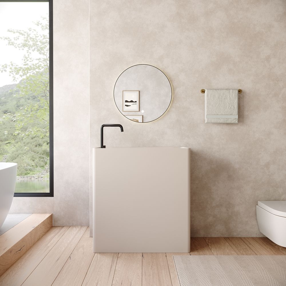 KT-6534 Minimalist One-Piece Solid Surface Pedestal Basin