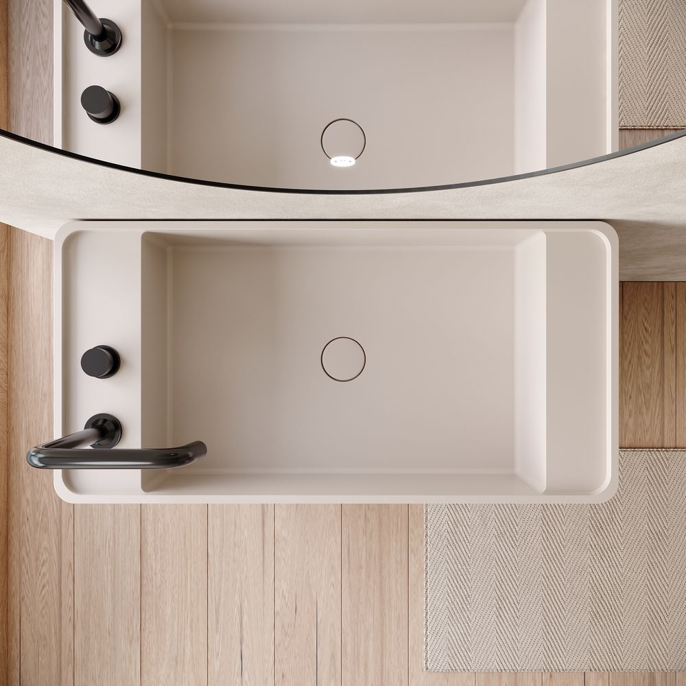 KT-6534 Minimalist One-Piece Solid Surface Pedestal Basin