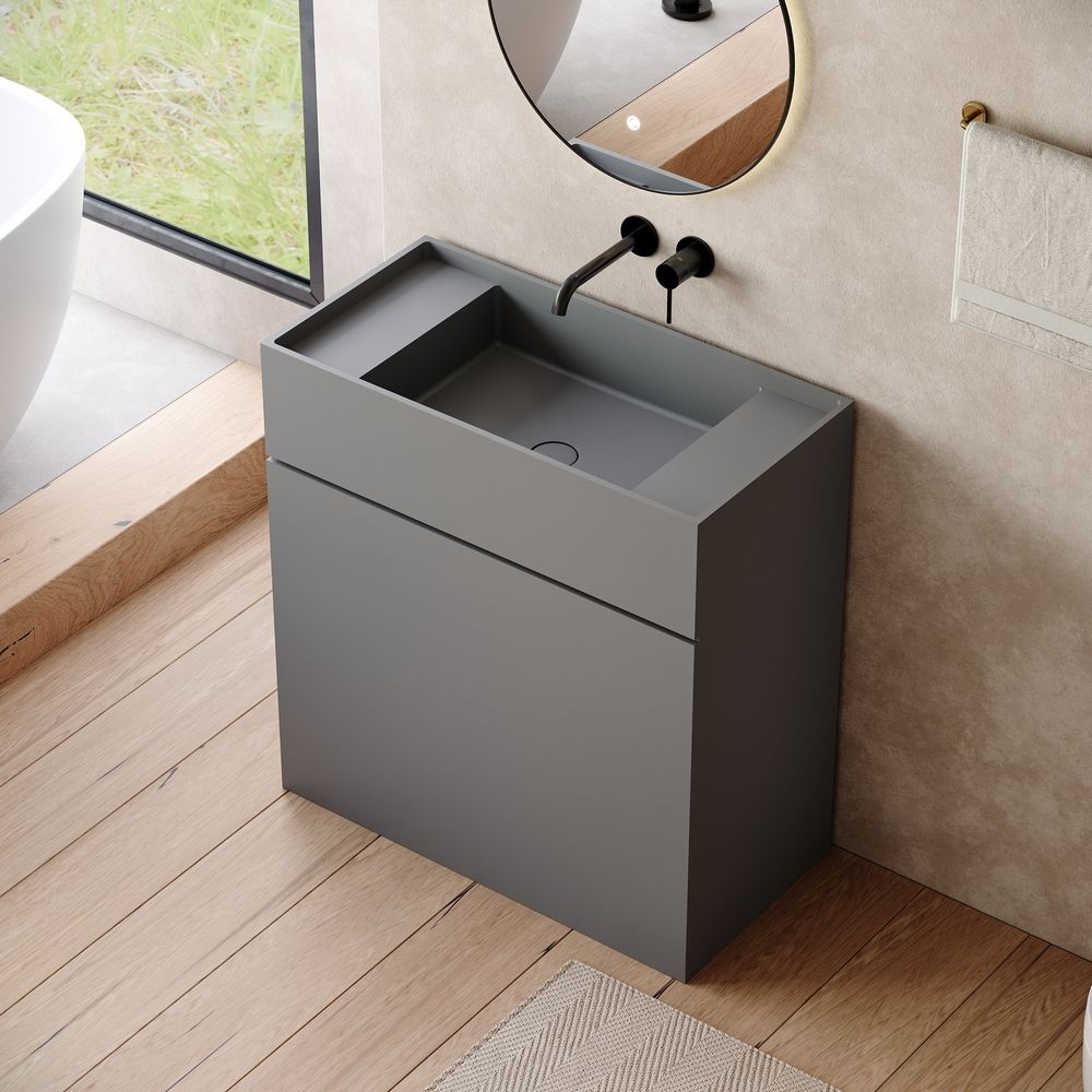 KT-6535 Solid Surface Pedestal Basin with Storage