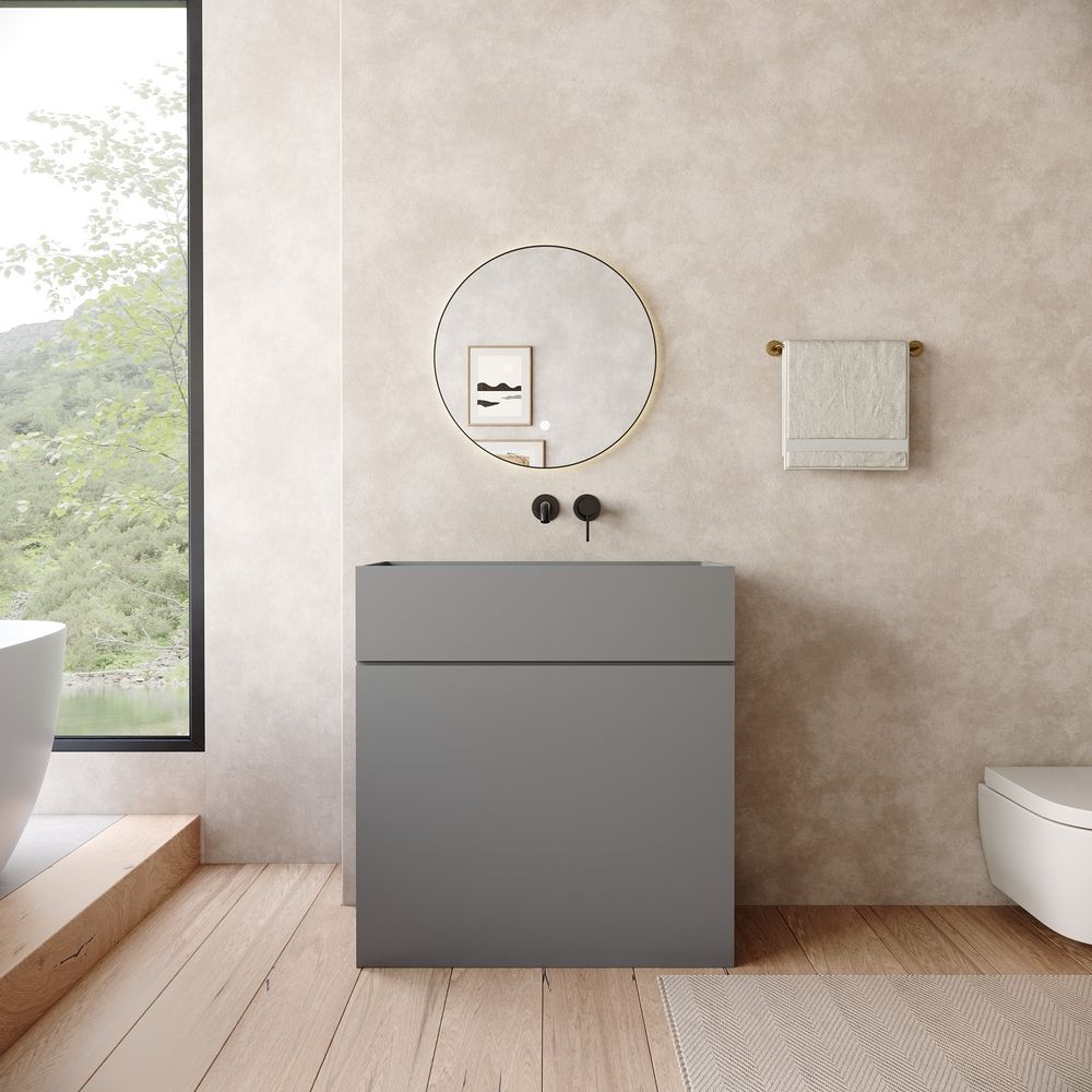 KT-6535 Solid Surface Pedestal Basin with Storage