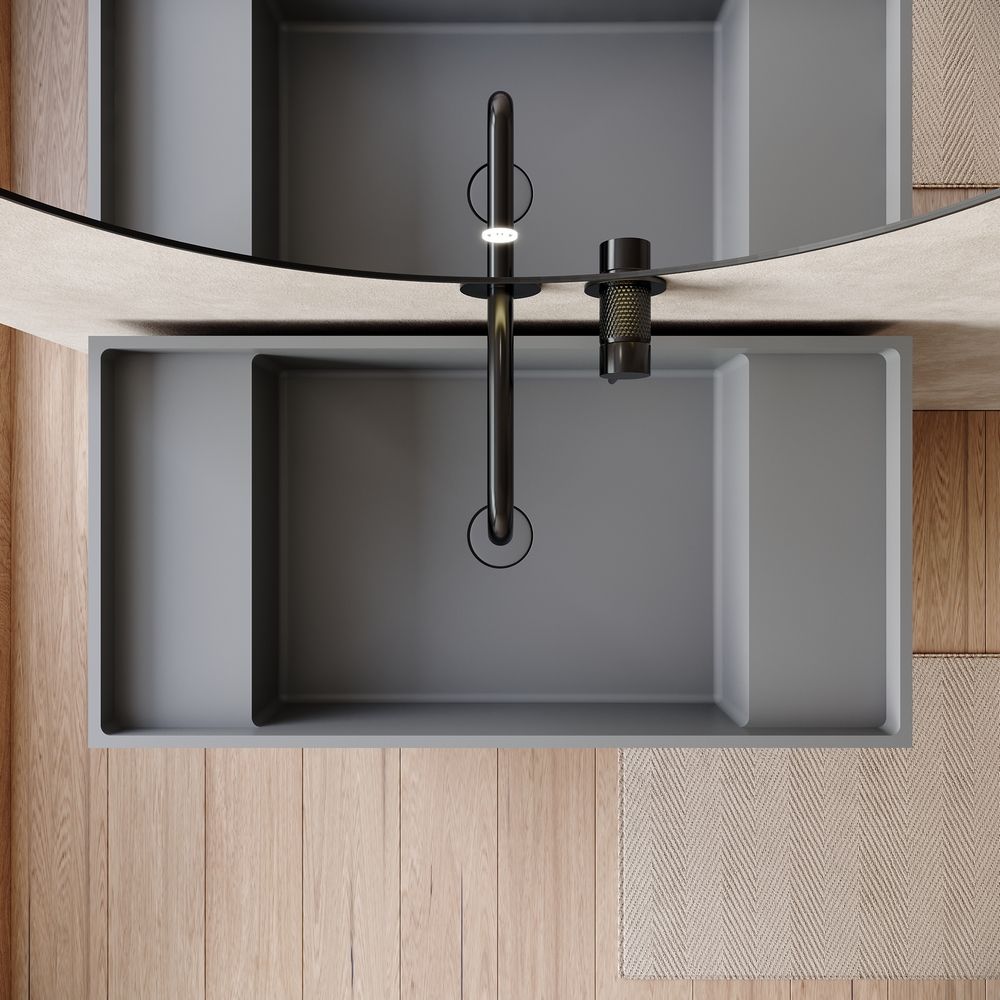 KT-6535 Solid Surface Pedestal Basin with Storage