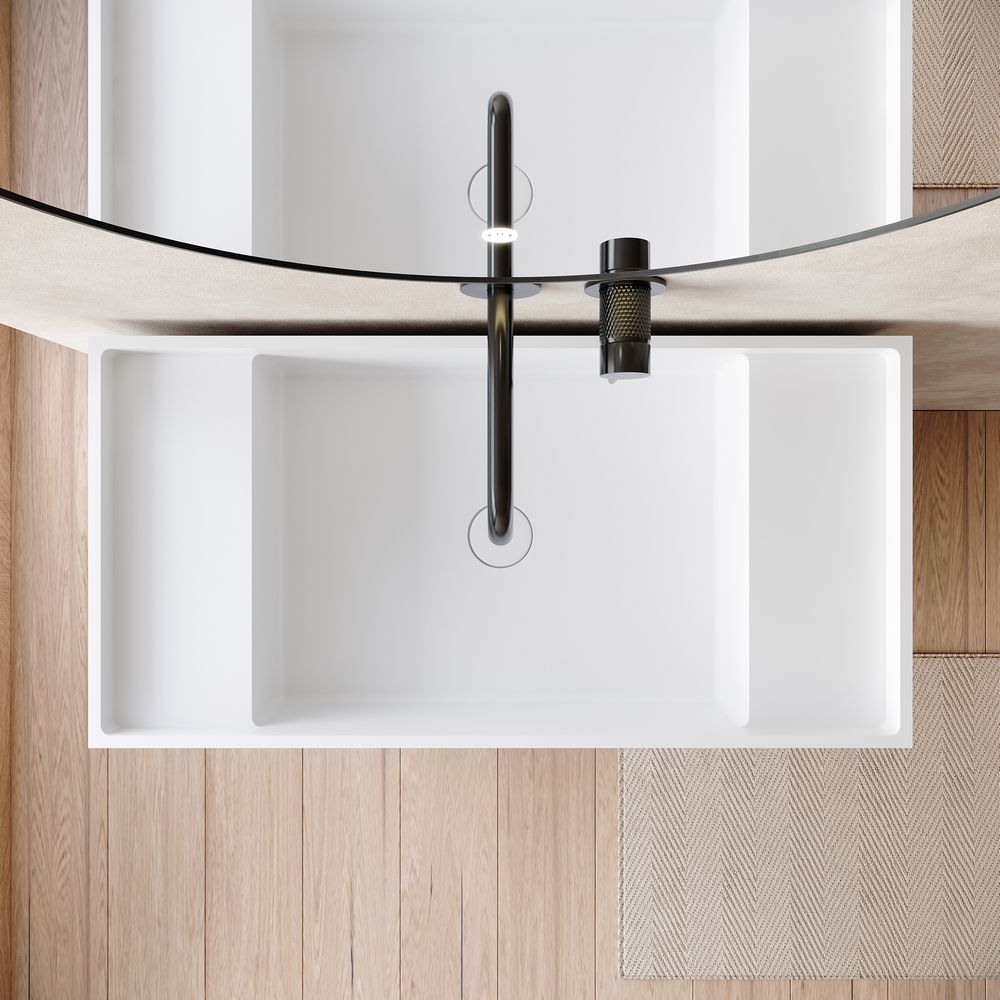 KT-6535 Solid Surface Pedestal Basin with Storage