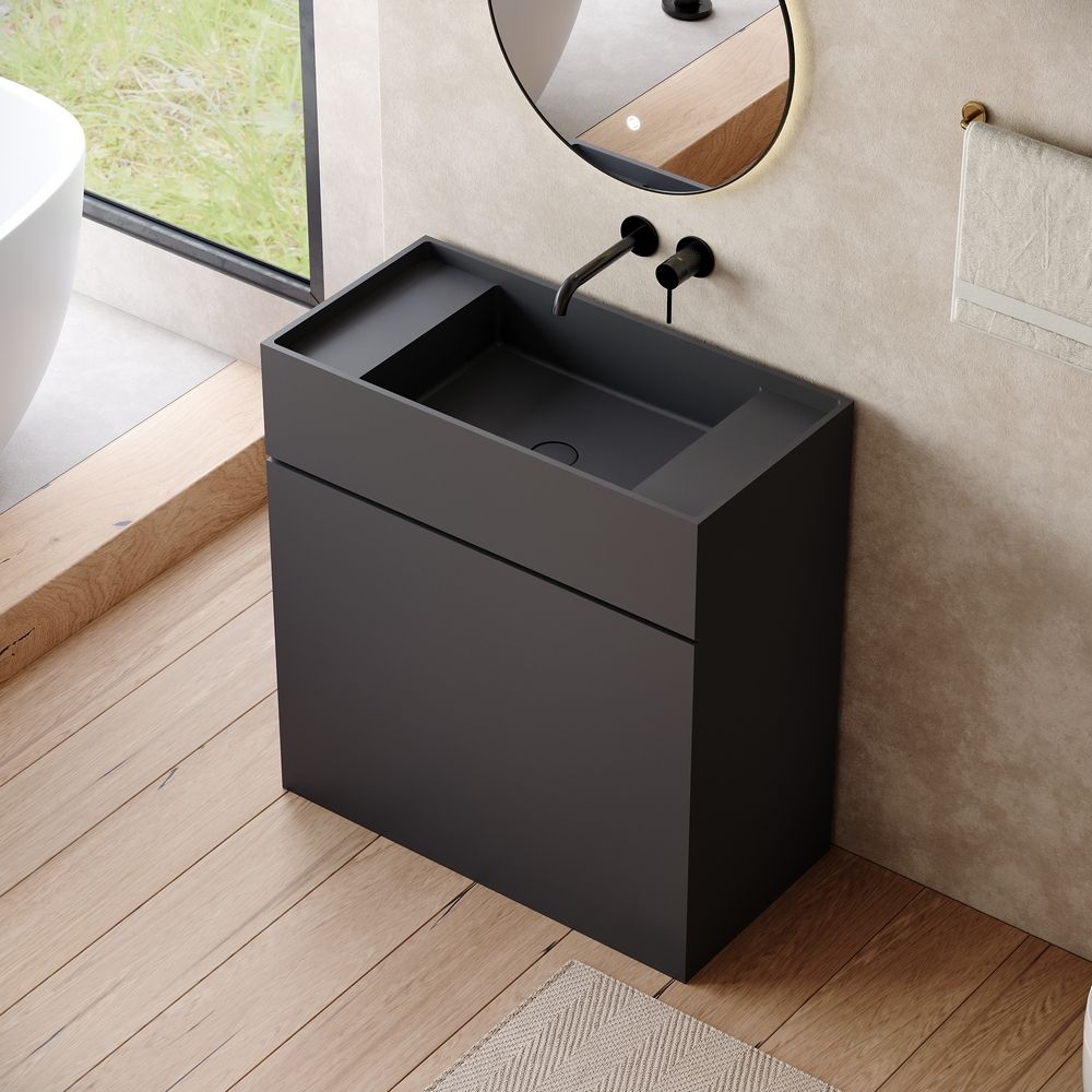 KT-6535 Solid Surface Pedestal Basin with Storage