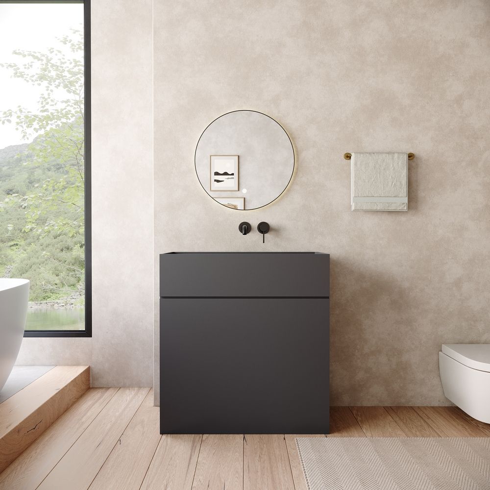 KT-6535 Solid Surface Pedestal Basin with Storage