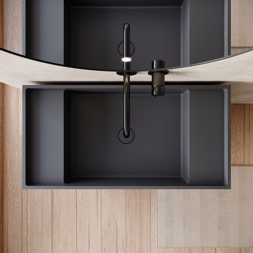 KT-6535 Solid Surface Pedestal Basin with Storage