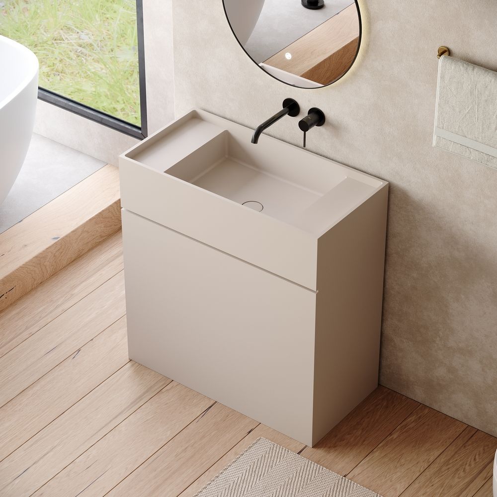 KT-6535 Solid Surface Pedestal Basin with Storage