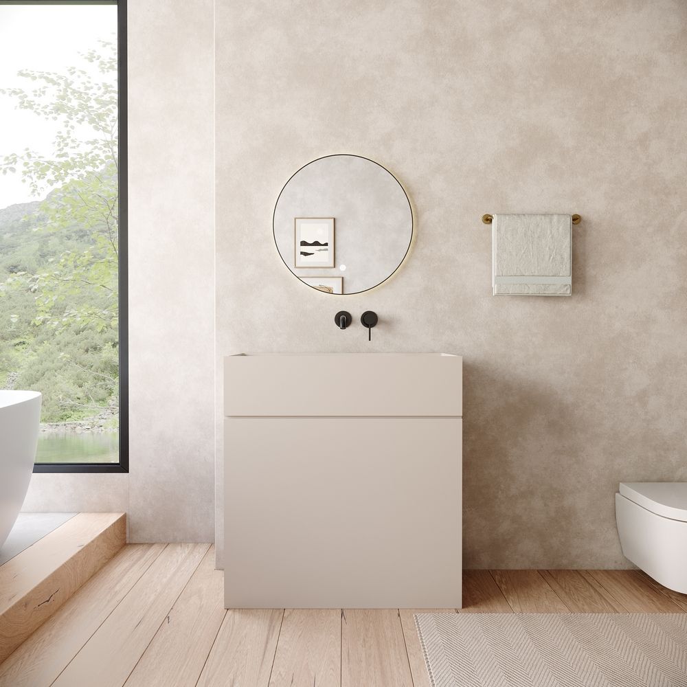 KT-6535 Solid Surface Pedestal Basin with Storage