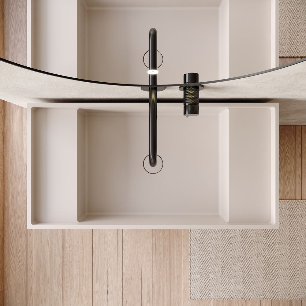 KT-6535 Solid Surface Pedestal Basin with Storage