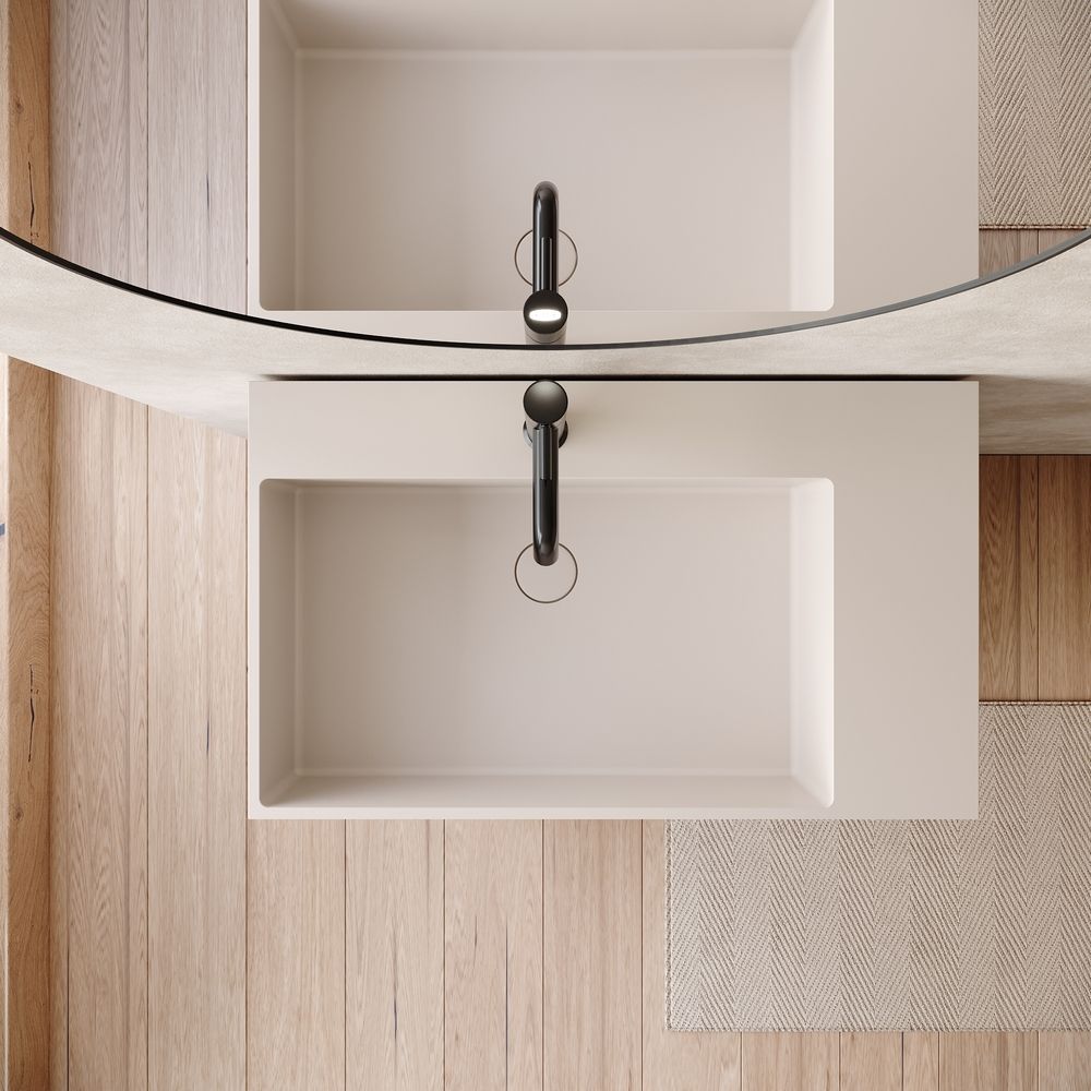 KT-6536 Open-Style Layered Storage Solid Surface Pedestal Basin