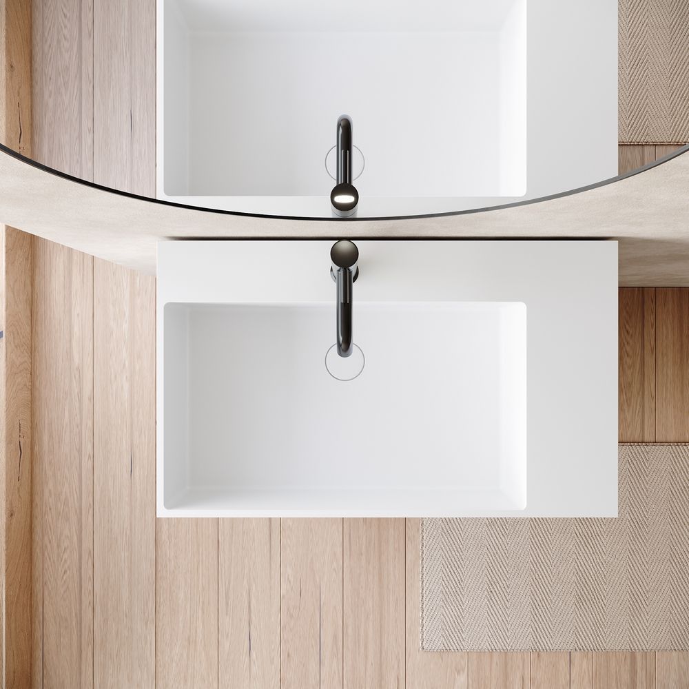 KT-6536 Open-Style Layered Storage Solid Surface Pedestal Basin