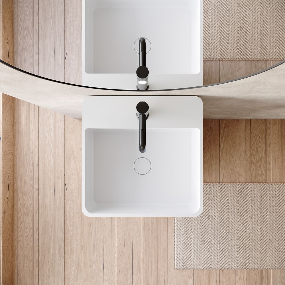 KT-6538 Side-Opening Layered Storage Solid Surface Pedestal Basin