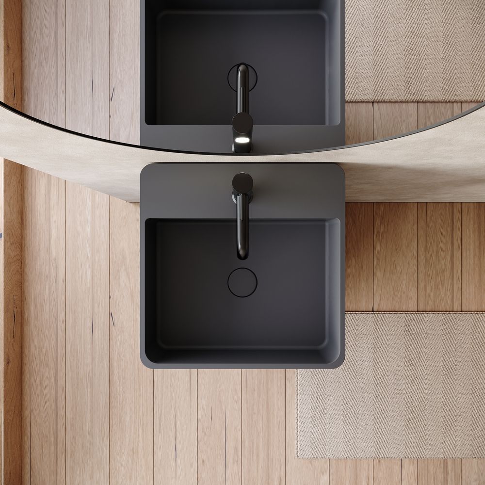 KT-6538 Side-Opening Layered Storage Solid Surface Pedestal Basin