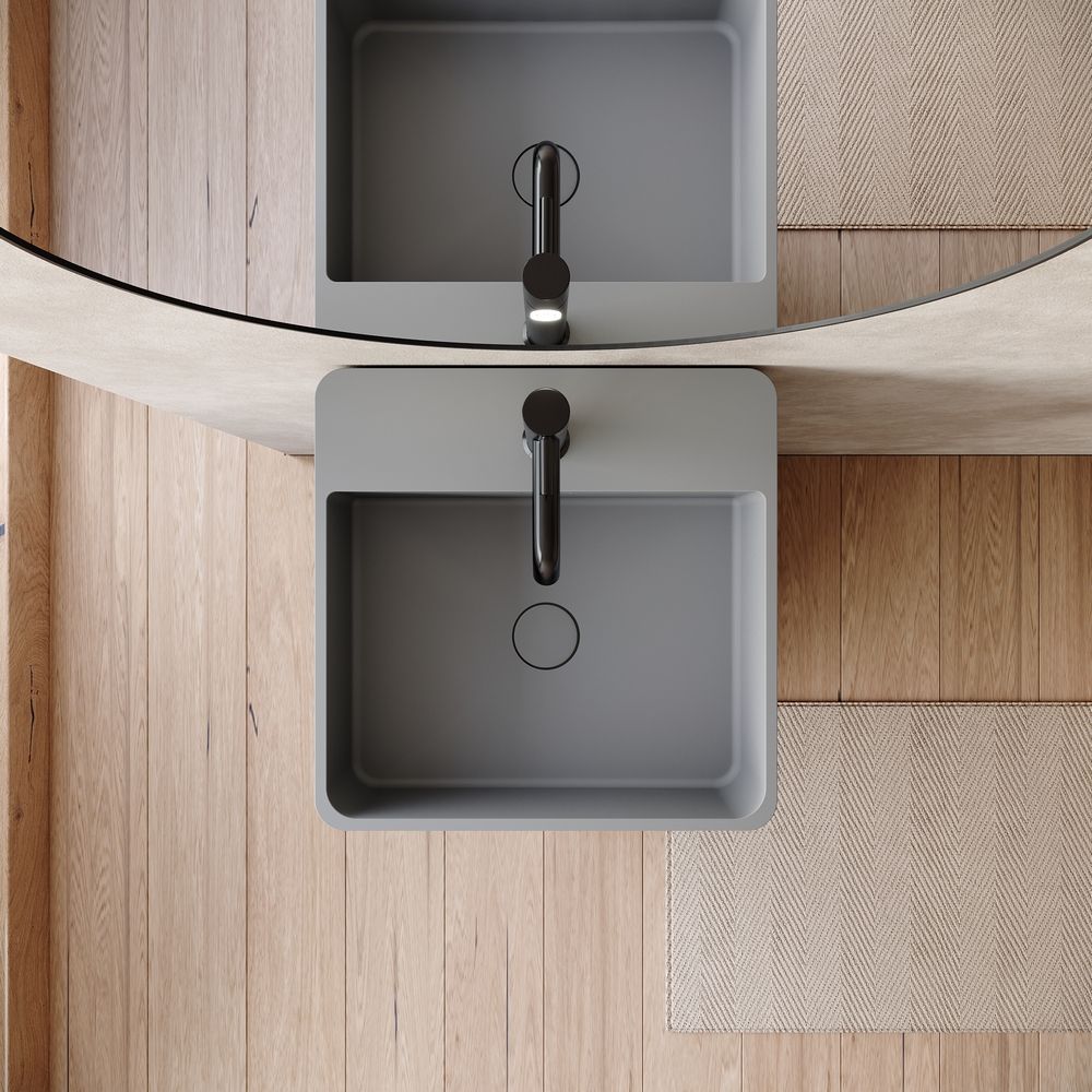 KT-6538 Side-Opening Layered Storage Solid Surface Pedestal Basin