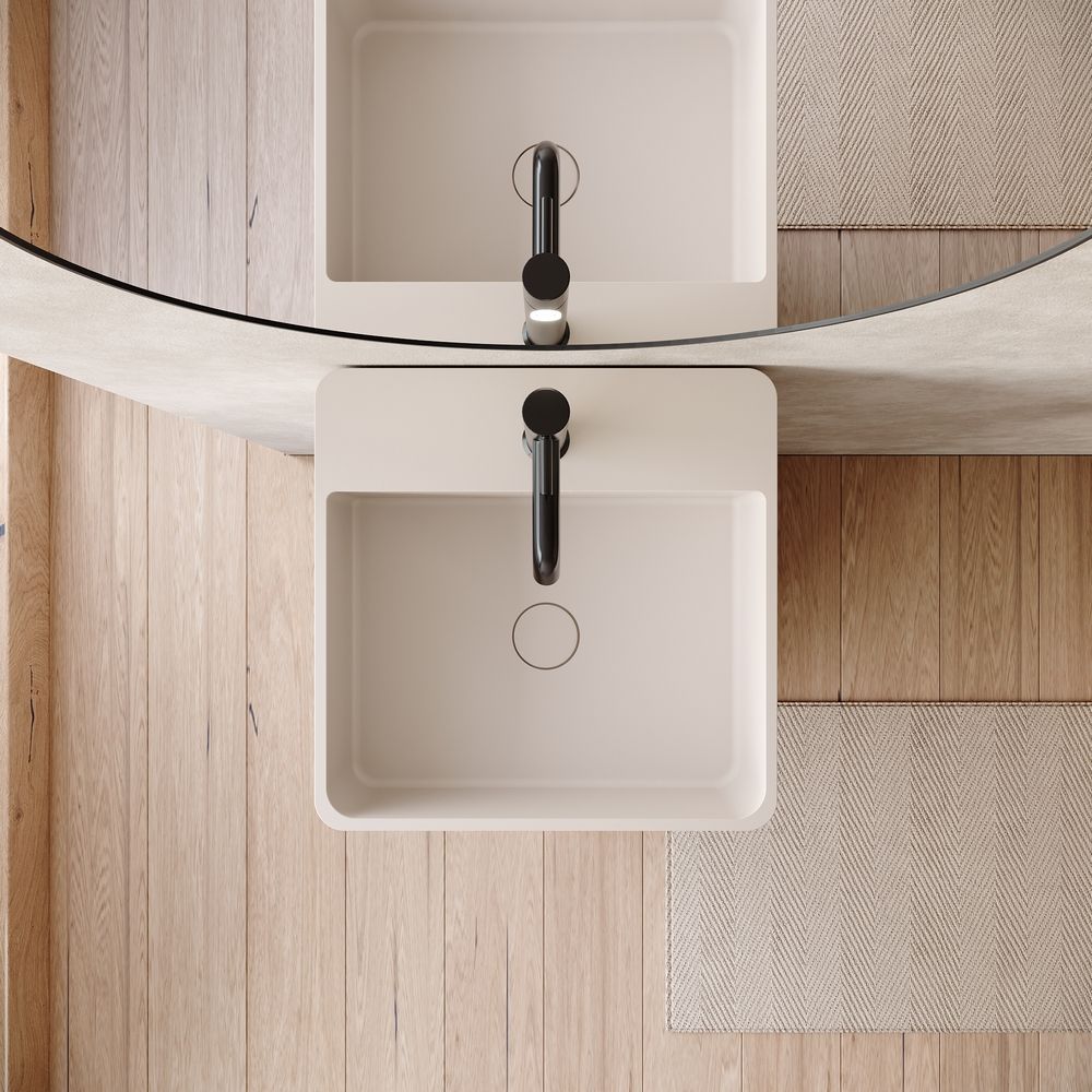 KT-6538 Side-Opening Layered Storage Solid Surface Pedestal Basin