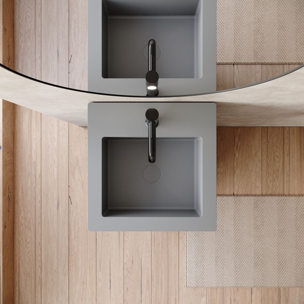 KT-6539 Solid Surface Pedestal Basin with Double-Layer Hidden Storage
