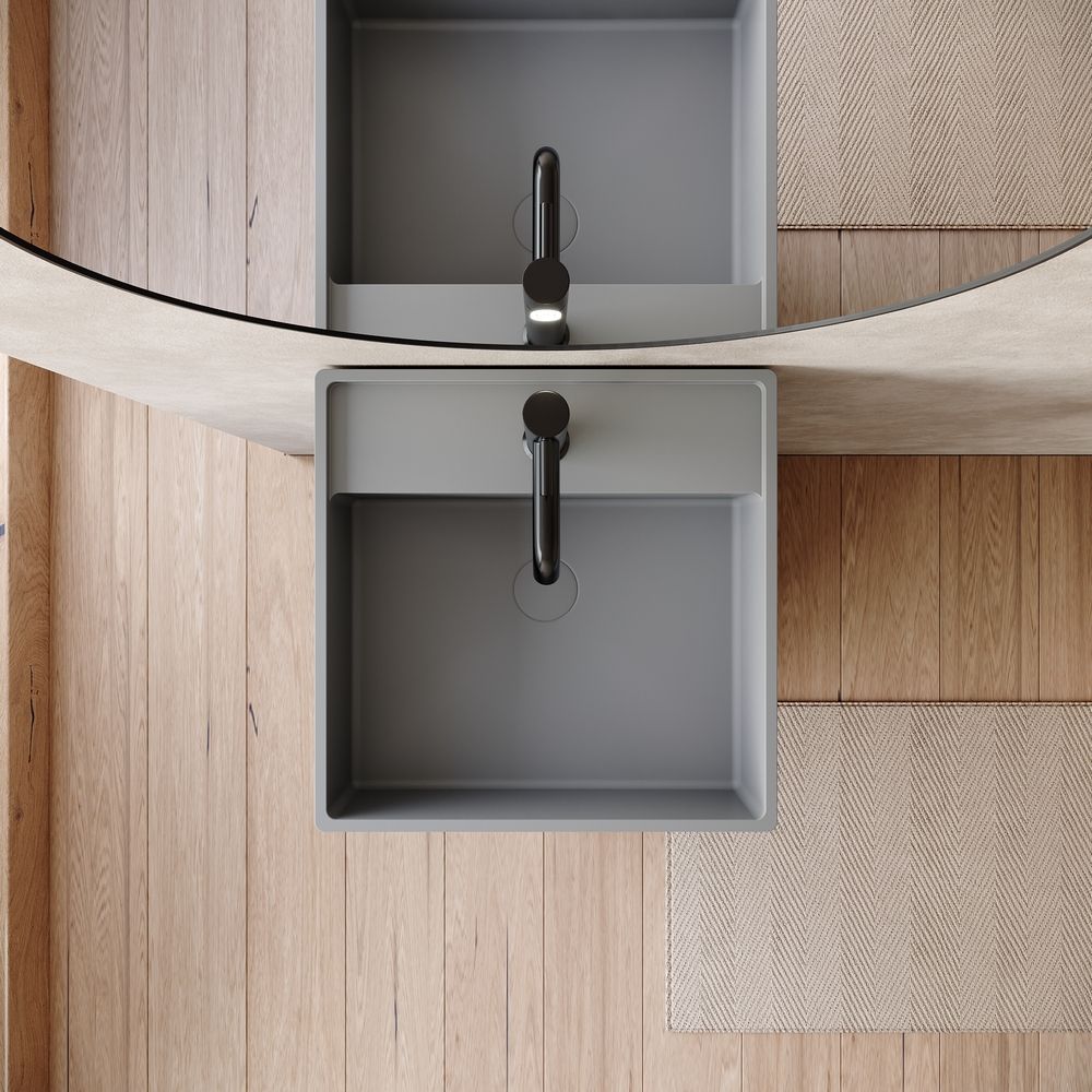 KT-6540 Semi-Open Single-Compartment Solid Surface Pedestal Basin