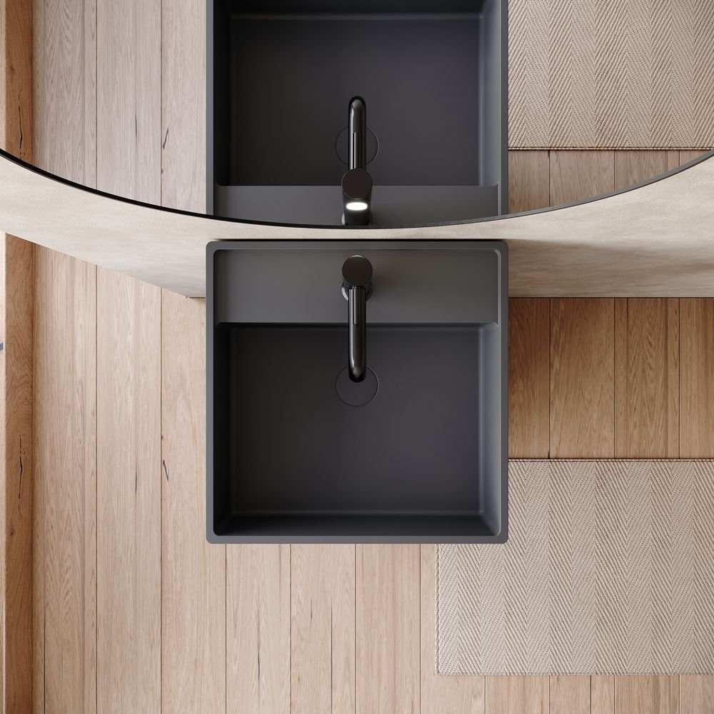 KT-6540 Semi-Open Single-Compartment Solid Surface Pedestal Basin