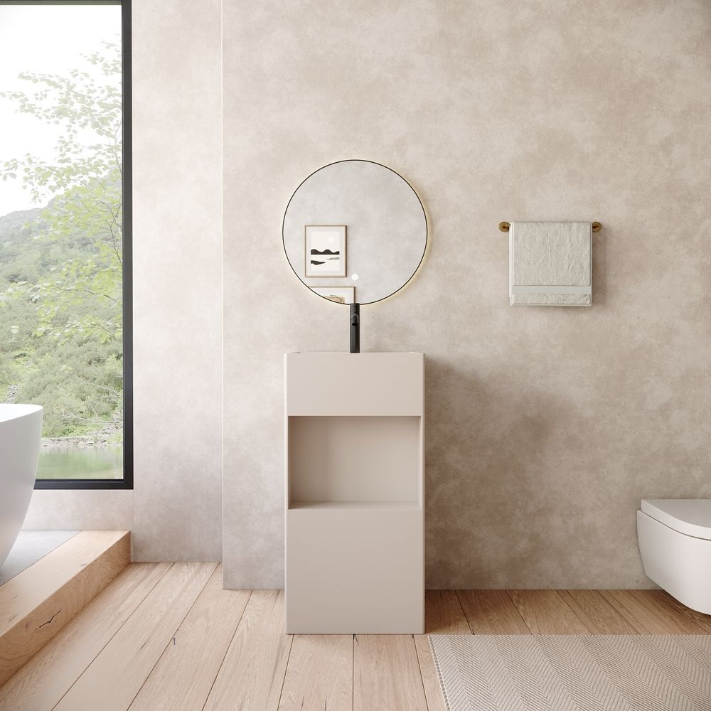 KT-6540 Semi-Open Single-Compartment Solid Surface Pedestal Basin