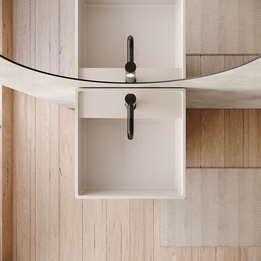 KT-6540 Semi-Open Single-Compartment Solid Surface Pedestal Basin