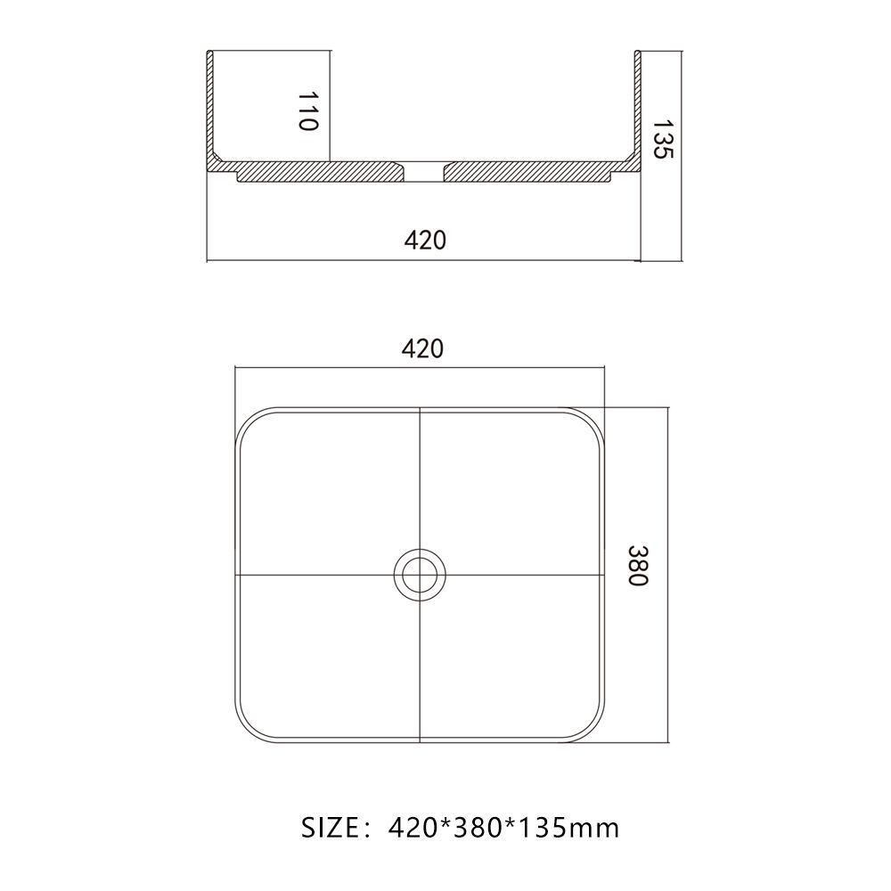 KTX001 Above Counter Basin Rectangular Terrazzo Bathroom Sink