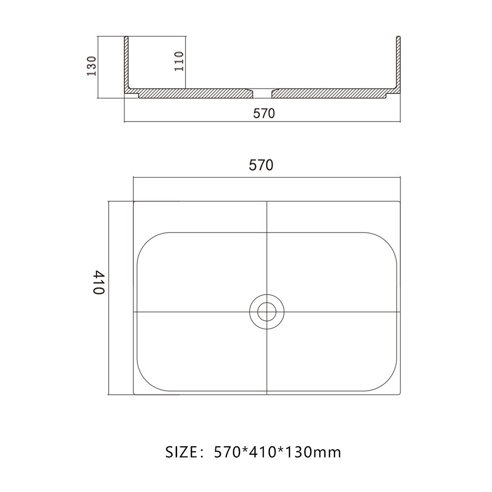 KTX002 Terrazzo Basin Rectangular Bathroom Countertop Basin