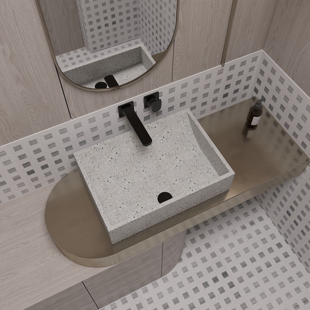 KTX026 Terrazzo Countertop Wash Basin Rectangular Vessel Sink
