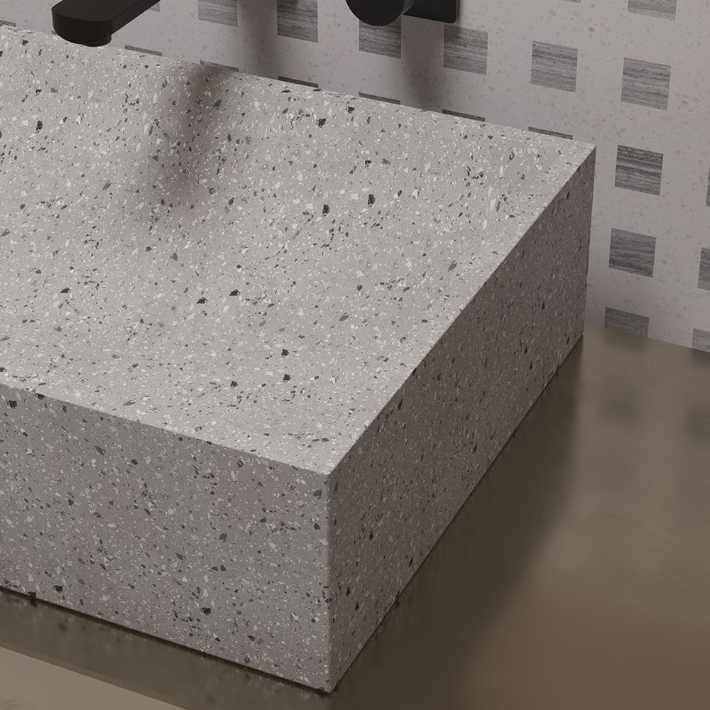 KTX026 Terrazzo Countertop Wash Basin Rectangular Vessel Sink