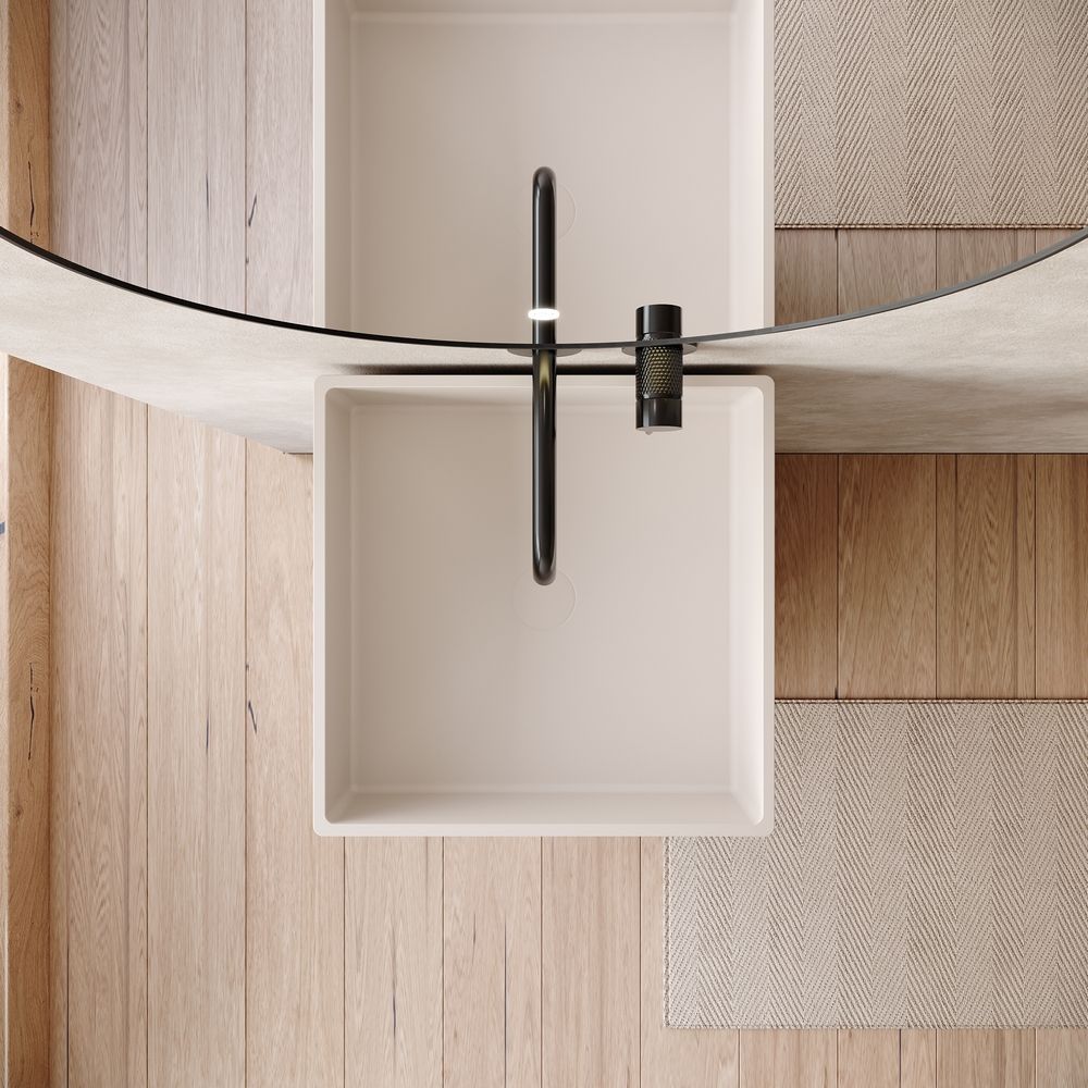 KT-6541 Solid Surface Pedestal Basin with Hidden Storage