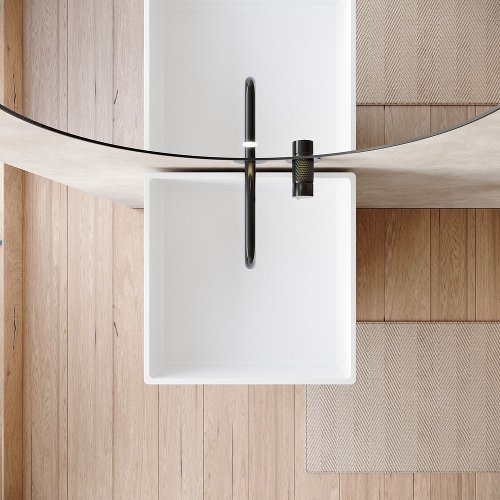 KT-6541 Solid Surface Pedestal Basin with Hidden Storage