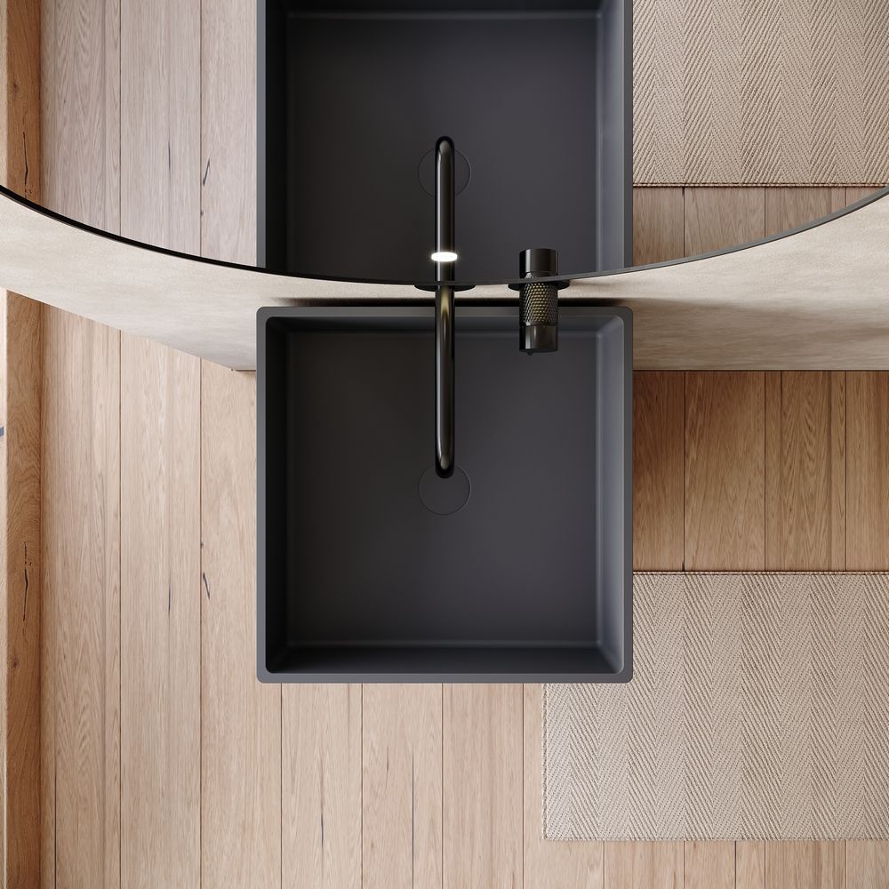 KT-6541 Solid Surface Pedestal Basin with Hidden Storage