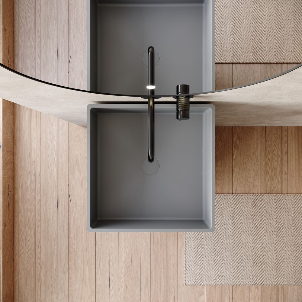 KT-6541 Solid Surface Pedestal Basin with Hidden Storage