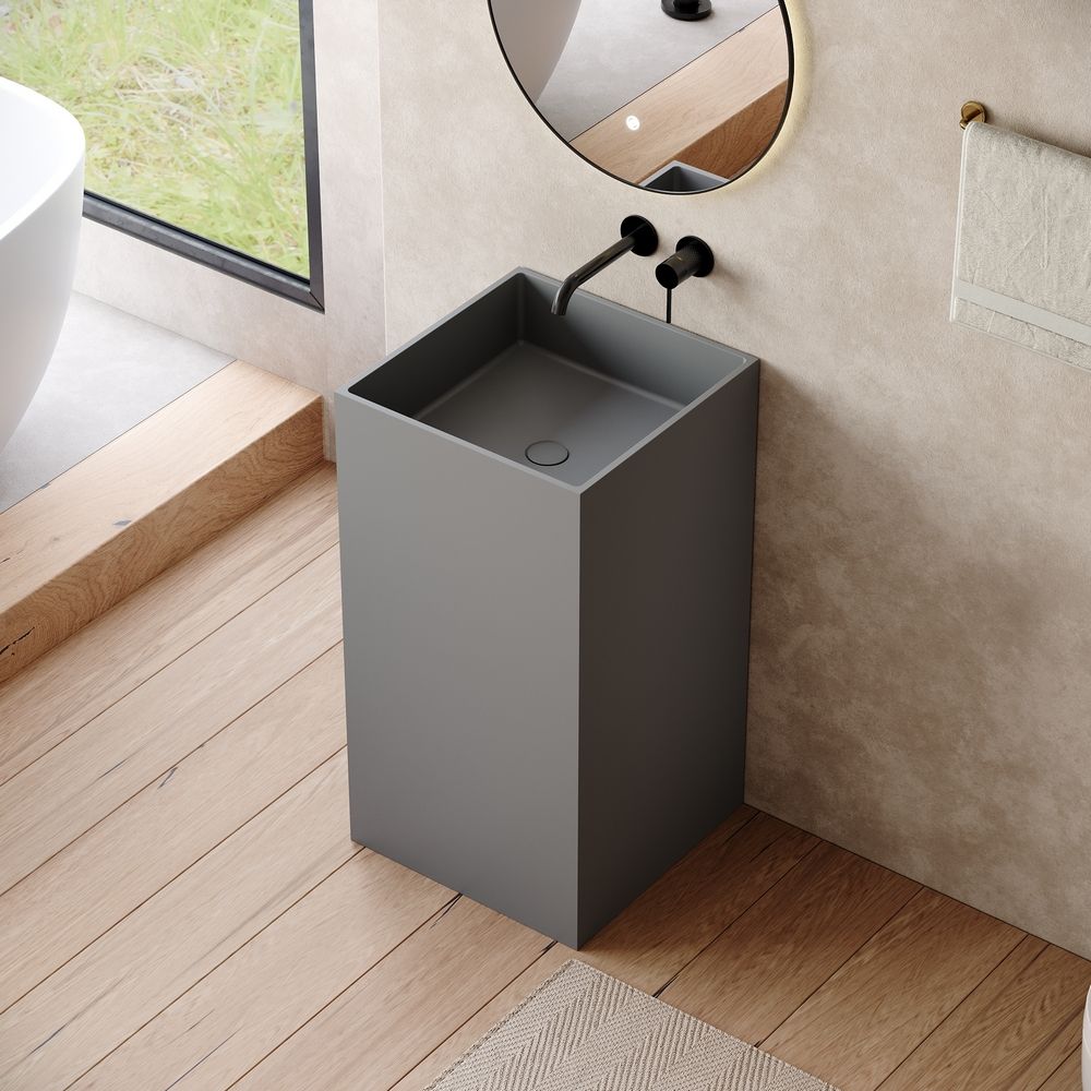 KT-6542 Minimalist Solid Surface Pedestal Basin