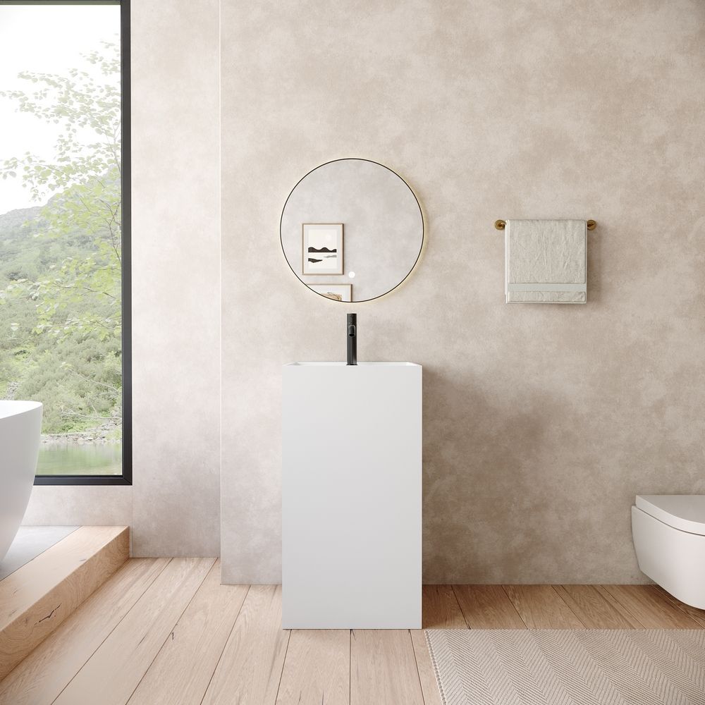 KT-6543 Solid Surface Pedestal Basin with Single Faucet Hole