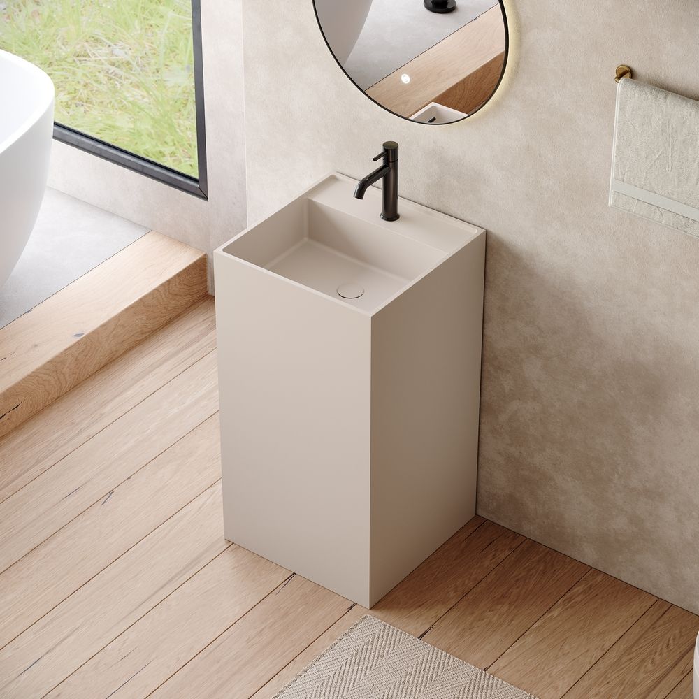 KT-6543 Solid Surface Pedestal Basin with Single Faucet Hole