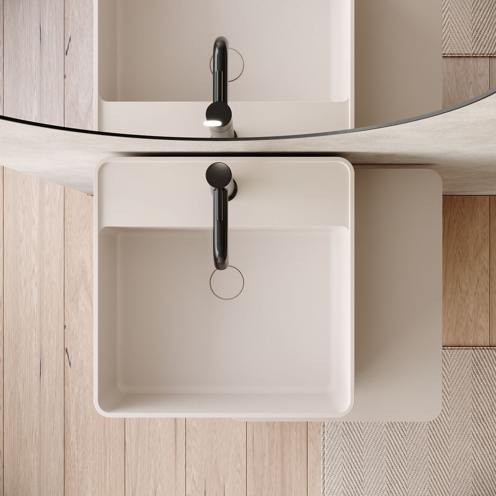 KT-6551 Solid Surface Pedestal Basin with Storage Platform