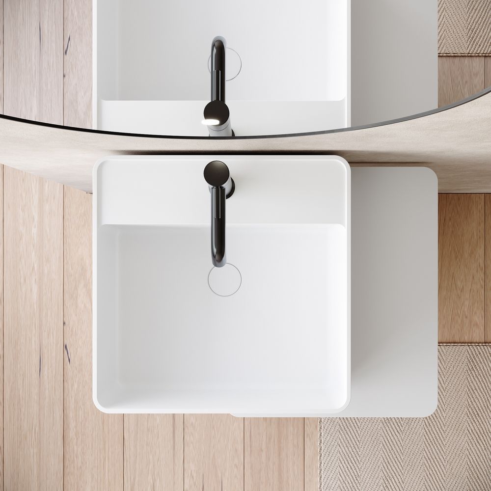 KT-6551 Solid Surface Pedestal Basin with Storage Platform