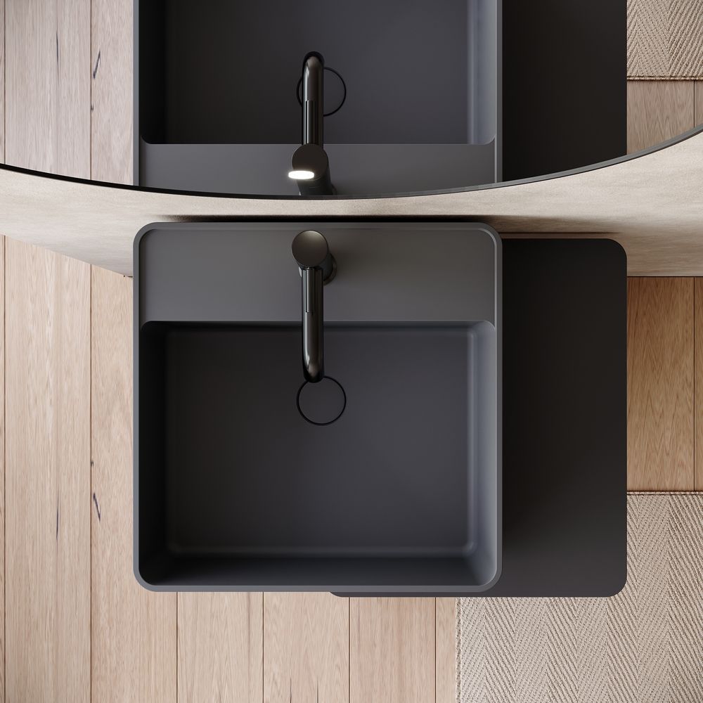 KT-6551 Solid Surface Pedestal Basin with Storage Platform