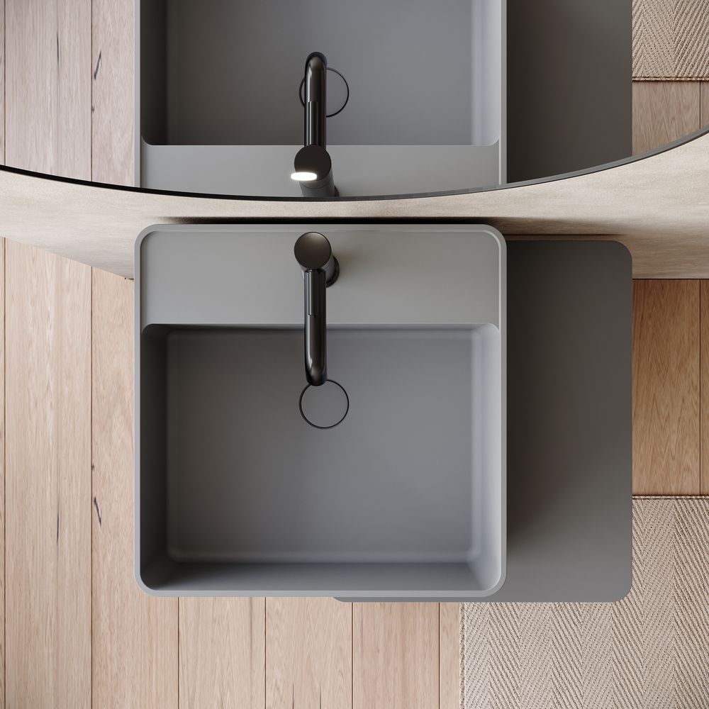 KT-6551 Solid Surface Pedestal Basin with Storage Platform