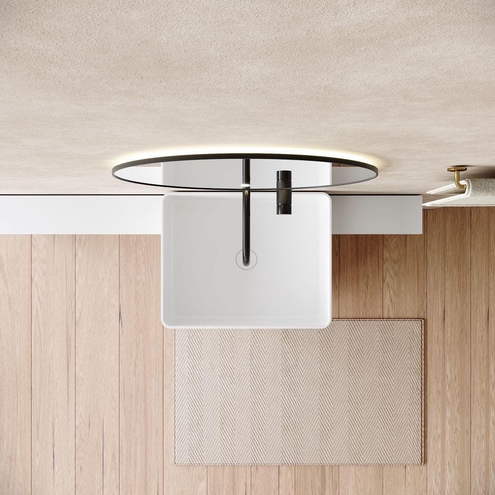 KT-6553 Wide-Side Integrated Solid Surface Pedestal Basin